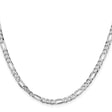 925 White Gold 4.5 mm Figaro Chain Necklace, Polished