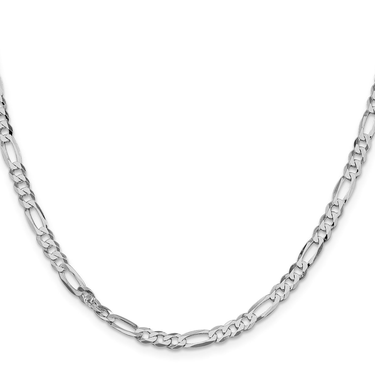 925 White Gold 4.5 mm Figaro Chain Necklace, Polished