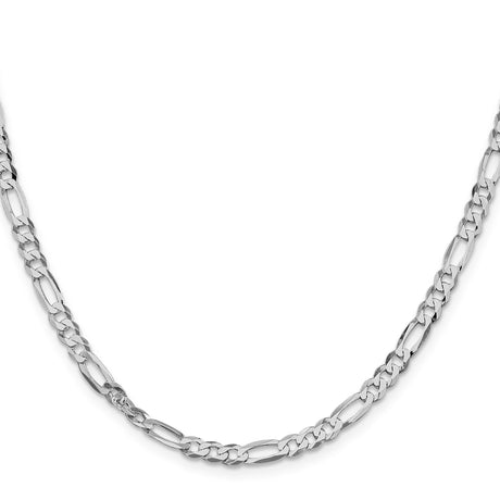 925 White Gold 4.5 mm Figaro Chain Necklace, Polished