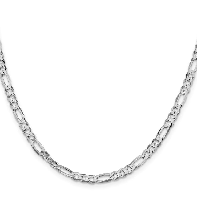 925 White Gold 4.5 mm Figaro Chain Necklace, Polished