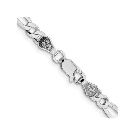 925 White Gold 4.5 mm Figaro Chain Necklace, Polished alternate angle