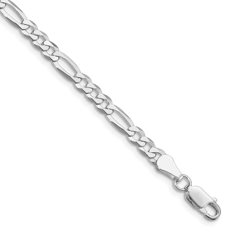 925 White Gold 4.5 mm Figaro Chain Anklet, Polished shown for scale