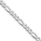 925 White Gold 4.5 mm Figaro Chain Necklace, Polished detail view