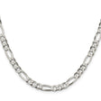 925 White Gold 5.5 mm Figaro Chain Necklace, Polished