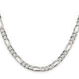 925 White Gold 5.5 mm Figaro Chain Necklace, Polished