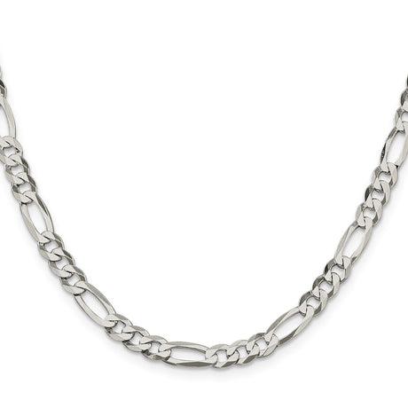 925 White Gold 5.5 mm Figaro Chain Necklace, Polished