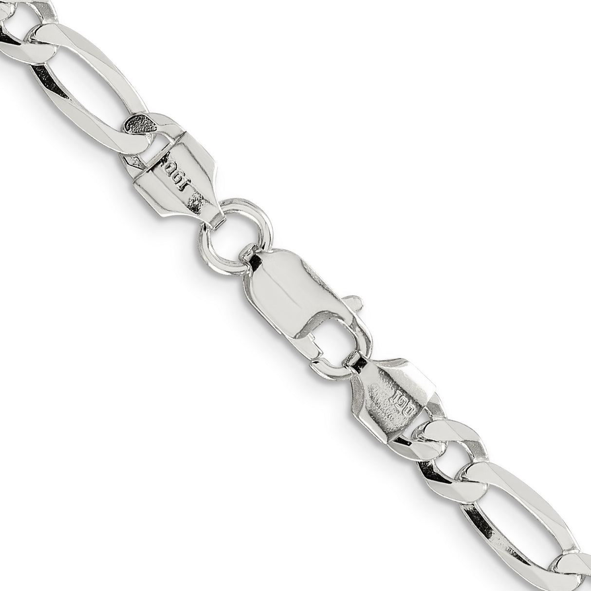 925 White Gold 5.5 mm Figaro Chain Necklace, Polished alternate angle