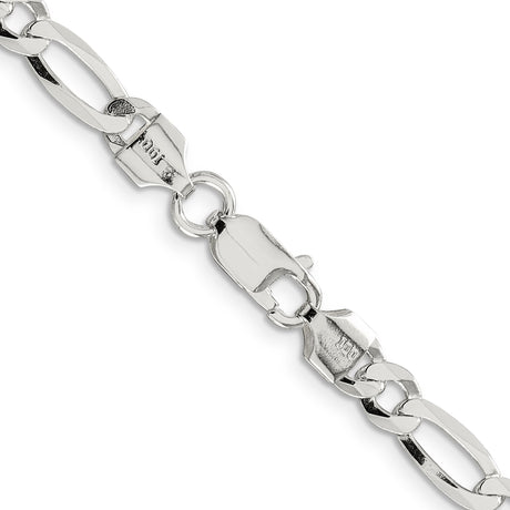 925 White Gold 5.5 mm Figaro Chain Necklace, Polished alternate angle