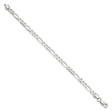 925 White Gold 5.5 mm Figaro Chain Bracelet, Polished