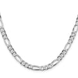 925 White Gold 5.5 mm Figaro Chain Necklace, Polished
