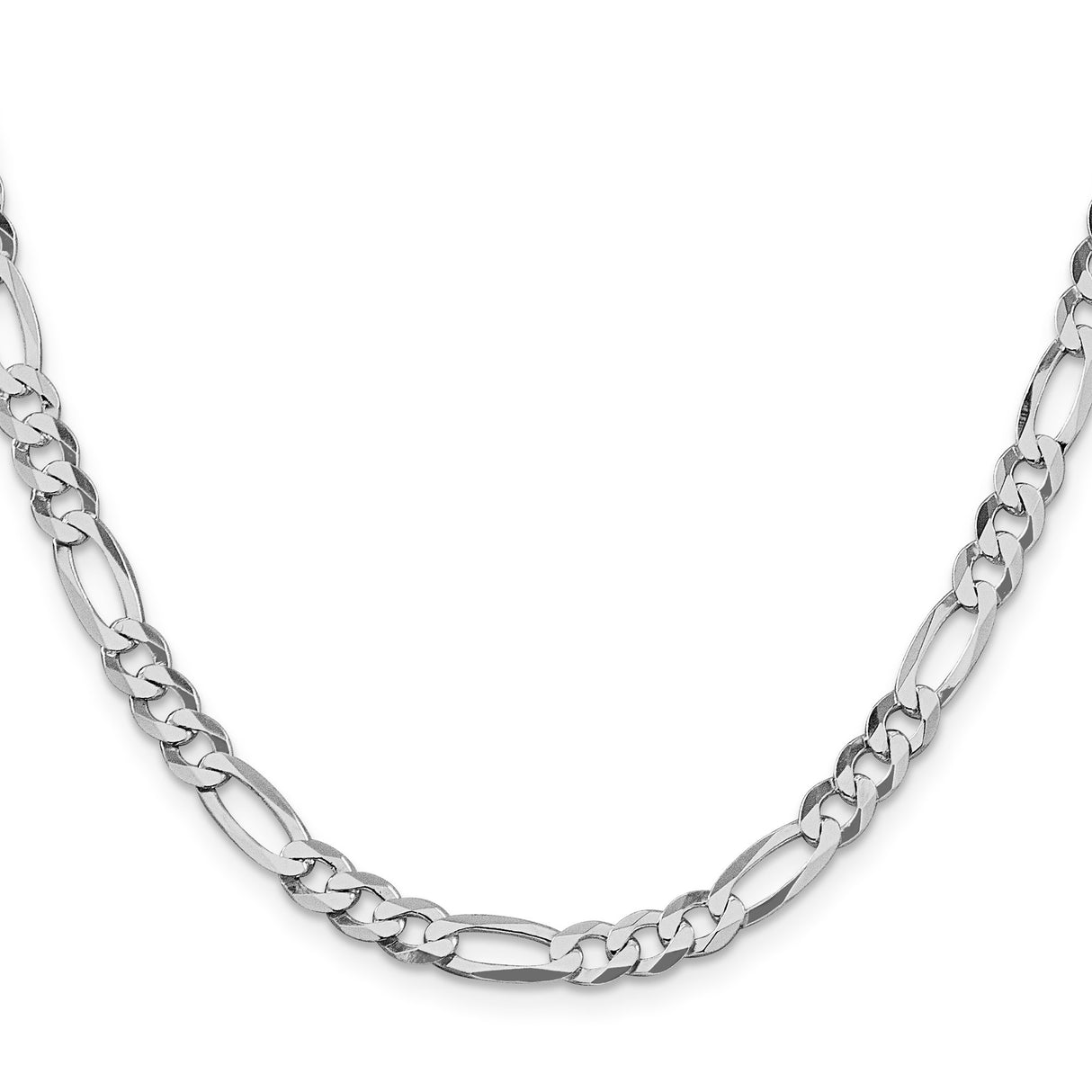 925 White Gold 5.5 mm Figaro Chain Necklace, Polished
