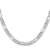 925 White Gold 5.5 mm Figaro Chain Necklace, Polished