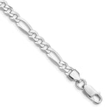 925 White Gold 5.5 mm Figaro Chain Bracelet, Polished shown for scale