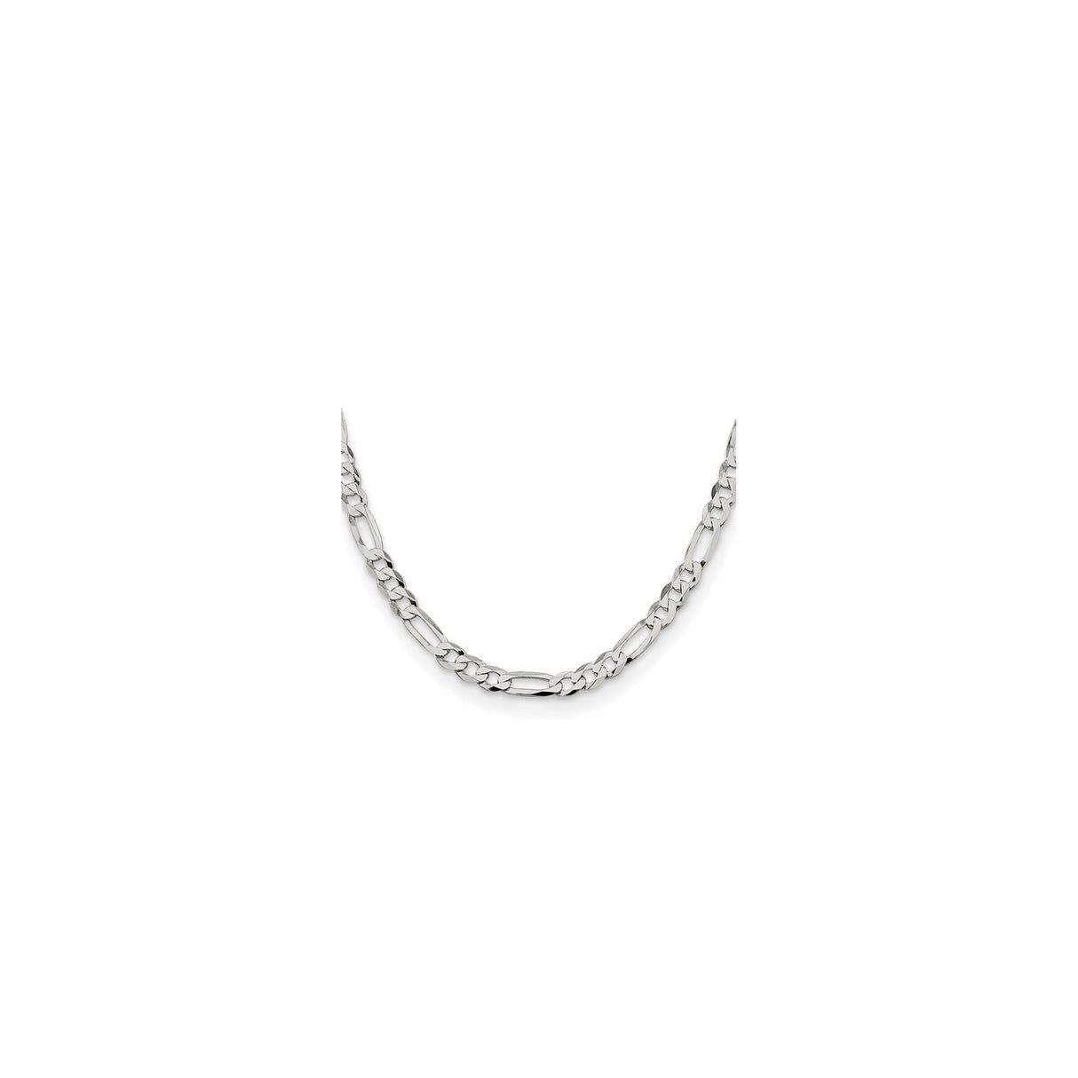 925 White Gold 7.5 mm Figaro Chain Necklace, Polished