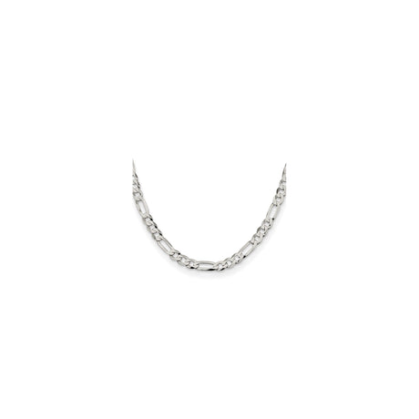 925 White Gold 7.5 mm Figaro Chain Necklace, Polished