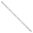 925 White Gold 7.5 mm Figaro Chain Anklet, Polished