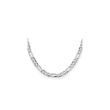 925 White Gold 7.5 mm Figaro Chain Necklace, Polished
