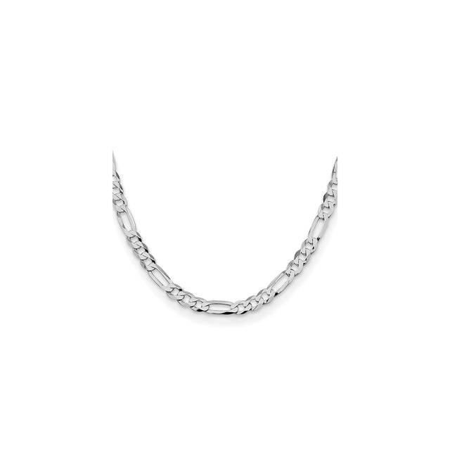 925 White Gold 7.5 mm Figaro Chain Necklace, Polished