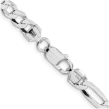 925 White Gold 7.5 mm Figaro Chain Necklace, Polished alternate angle