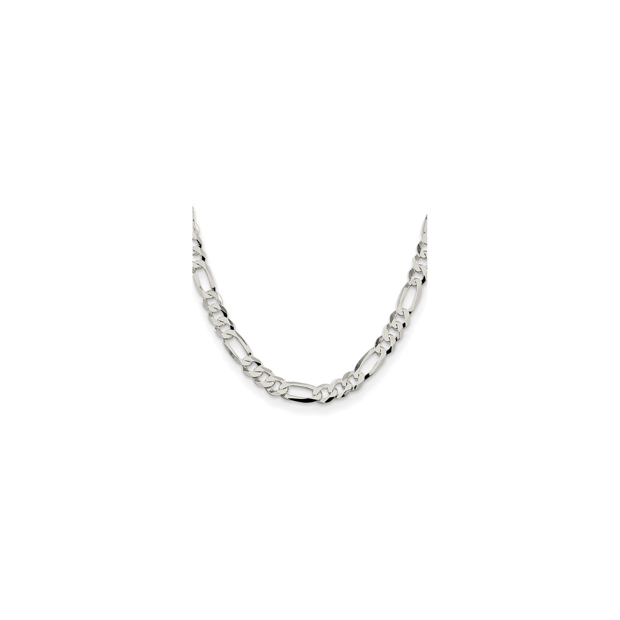 925 White Gold 8.5 mm Figaro Chain Necklace, Polished
