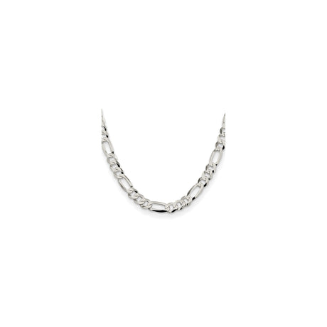 925 White Gold 8.5 mm Figaro Chain Necklace, Polished