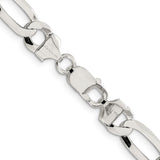 925 White Gold 8.5 mm Figaro Chain Necklace, Polished alternate angle
