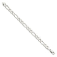 925 White Gold 8.5 mm Figaro Chain Anklet, Polished