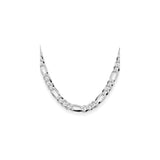 925 White Gold 8.5 mm Figaro Chain Necklace, Polished