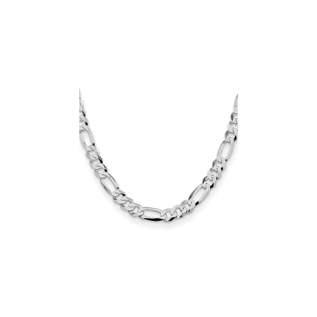 925 White Gold 8.5 mm Figaro Chain Necklace, Polished