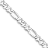 925 White Gold 8.5 mm Figaro Chain Necklace, Polished detail view