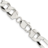 925 White Gold 9.5 mm Figaro Chain Necklace, Polished alternate angle