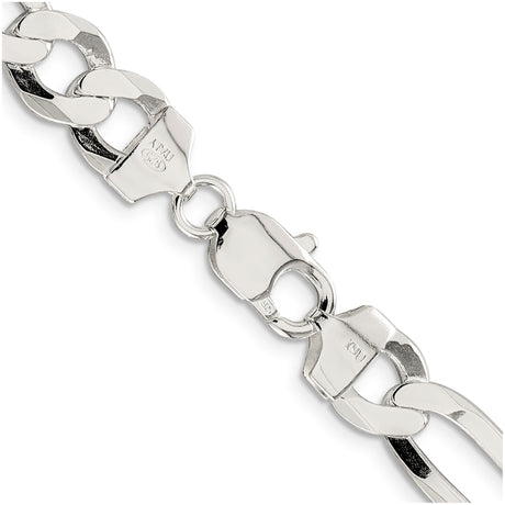 925 White Gold 9.5 mm Figaro Chain Necklace, Polished alternate angle