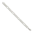925 White Gold 9.5 mm Figaro Chain Bracelet, Polished