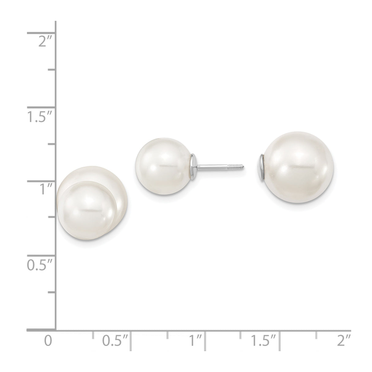 Sterling Silver Double Sided Stud Earrings with White Shell, Modern Front Back Design