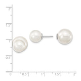 Sterling Silver Double Sided Stud Earrings with White Shell, Modern Front Back Design