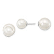 Sterling Silver Double Sided Stud Earrings with White Shell, Modern Front Back Design