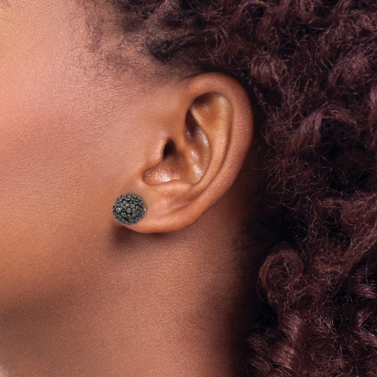 Sterling Silver Reversible Stud Earrings with Shell and Black Crystal, Modern Classic Style