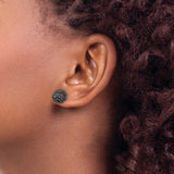 Sterling Silver Reversible Stud Earrings with Shell and Black Crystal, Modern Classic Style
