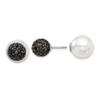 Sterling Silver Reversible Stud Earrings with Shell and Black Crystal, Modern Classic Style