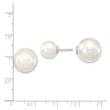 Sterling Silver Stud Earrings with Round White Shell Pearls, Classic Polished Finish