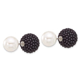 Sterling Silver Reversible Stud Earrings with White Shell Pearl and Black Shell Bead Cluster