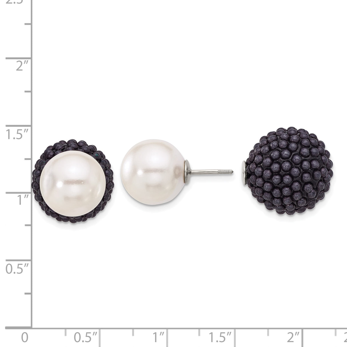 Sterling Silver Reversible Stud Earrings with White Shell Pearl and Black Shell Bead Cluster