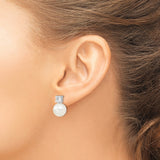 Sterling Silver Pearl Stud Earrings with Cubic Zirconia, Classic Bridal Jewelry for Women
