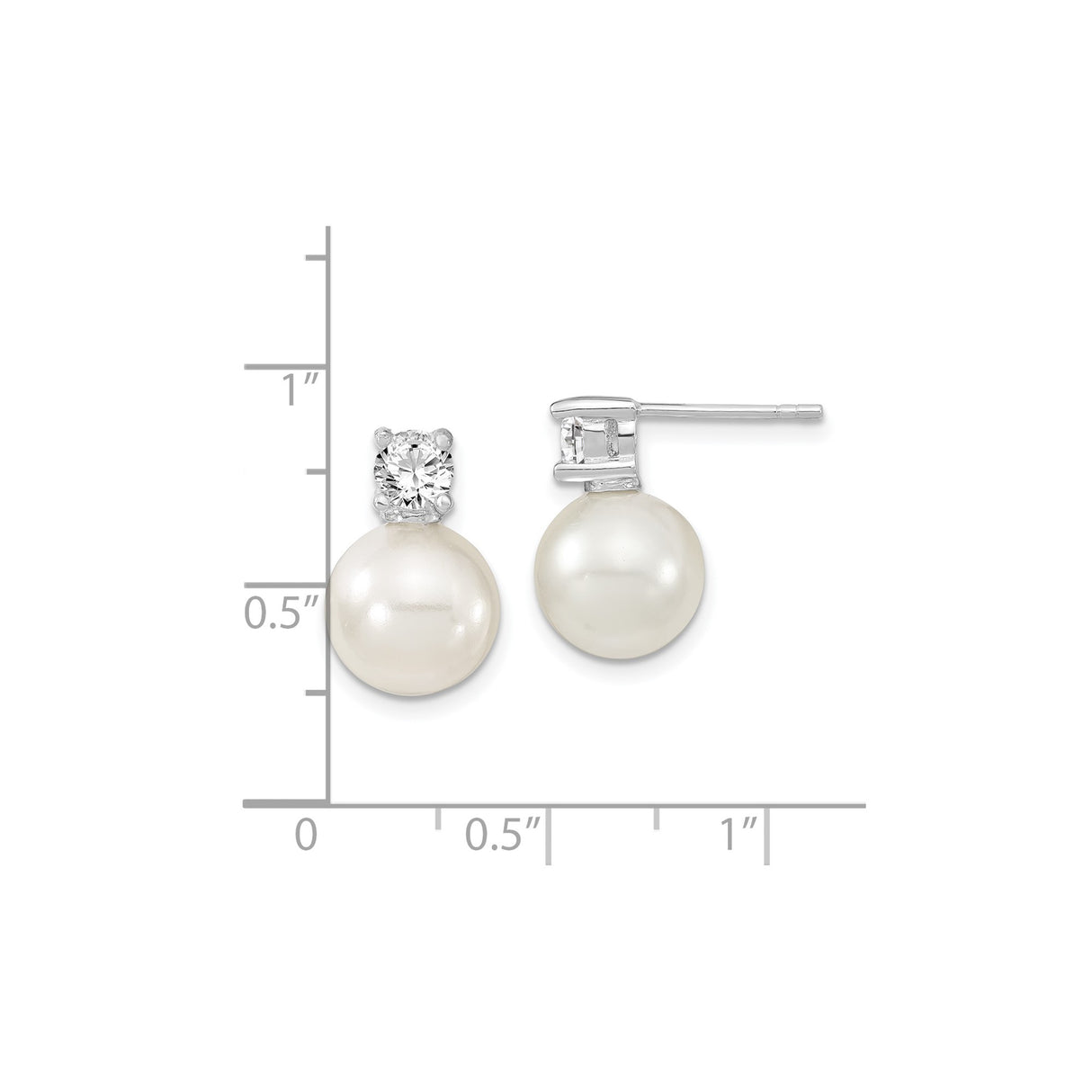 Sterling Silver Pearl Stud Earrings with Cubic Zirconia, Classic Bridal Jewelry for Women