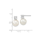 Sterling Silver Pearl Stud Earrings with Cubic Zirconia, Classic Bridal Jewelry for Women