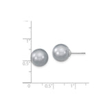 Sterling Silver Stud Earrings with Gray Simulated Shell Pearls, Minimalist Style for Women