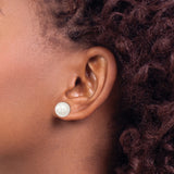 Sterling Silver Stud Earrings with Round White Shell Pearls, Classic Minimalist Design