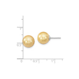 Sterling Silver Stud Earrings With Golden Pearl Beads