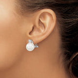 Sterling Silver Pearl Stud Earrings with Cubic Zirconia Accents, Classic Feminine Design