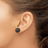 Sterling Silver Stud Earrings with Large Round Shell Beads, Polished Dome Design